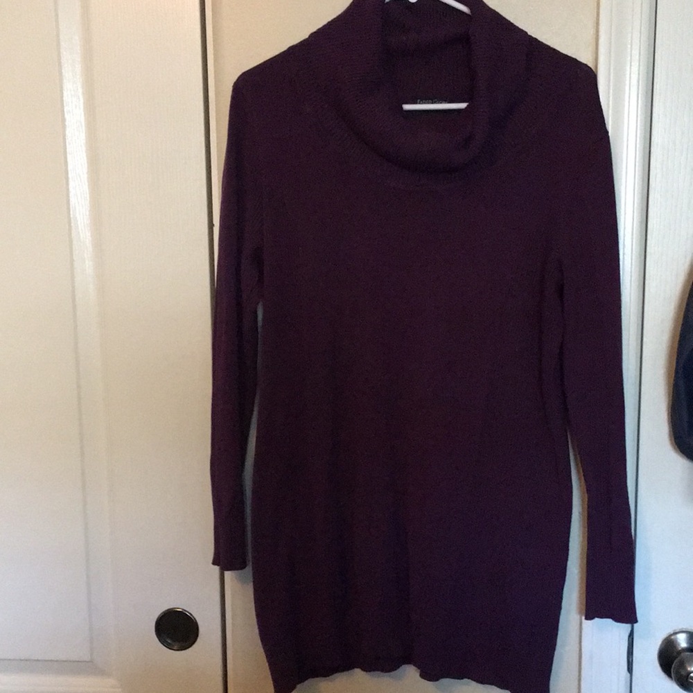 Long sleeved dark purple soft turtleneck lightweight sweater